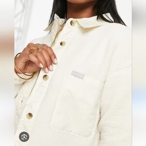 Columbia Womens West Bend Fleece Shirt Jacket Small White Sherpa Outdoors Gorp